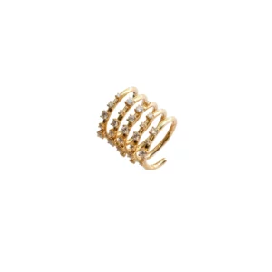 Bague articulée grand modèle en or jaune et diamants - Gbyg