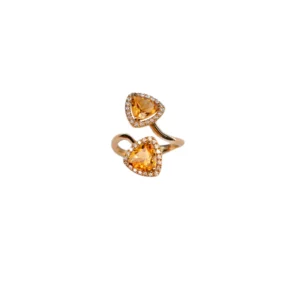 Bague Toi et moi en or jaune et diamants champagne - Gbyg