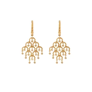 Boucle d'oreille dentelle en or jaune et diamants - Gbyg