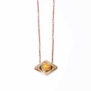 Collier Eye opale diamants en or rose Gbyg