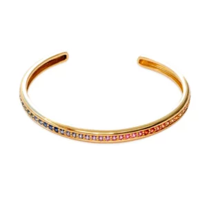 Jonc Rainbow en or jaune et saphirs multicolores - Gbyg