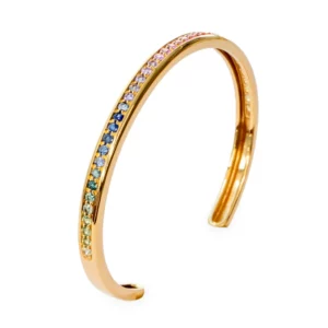 Jonc Rainbow en or jaune et saphirs multicolores - Gbyg