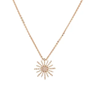 collier soleil or rose 750 diamant