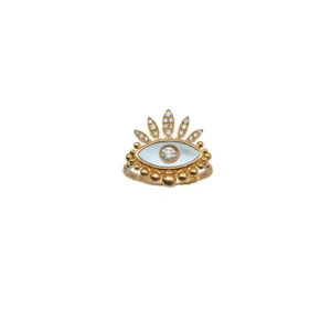 Bague protection nacre et diamants - or jaune - Gbyg