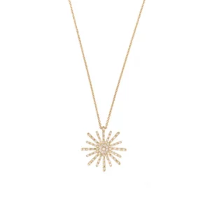 Collier soleil pavé moyen - or jaune diamants- Gbyg