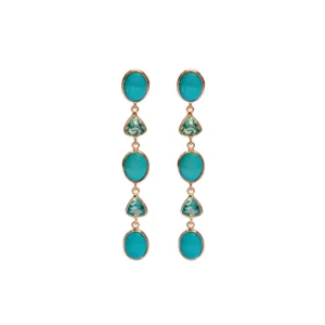 Paire de boucles d'oreille turquoises bleues catégorie cabochon avec apatite - Gbyg